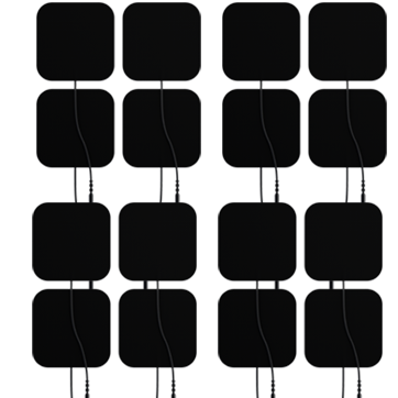 Set of 16 black square electrodes with leads on a white background, featuring a 'Subscribe & Save' icon.