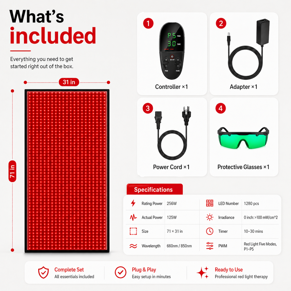 FullGlow 180 red light therapy mat set up at home