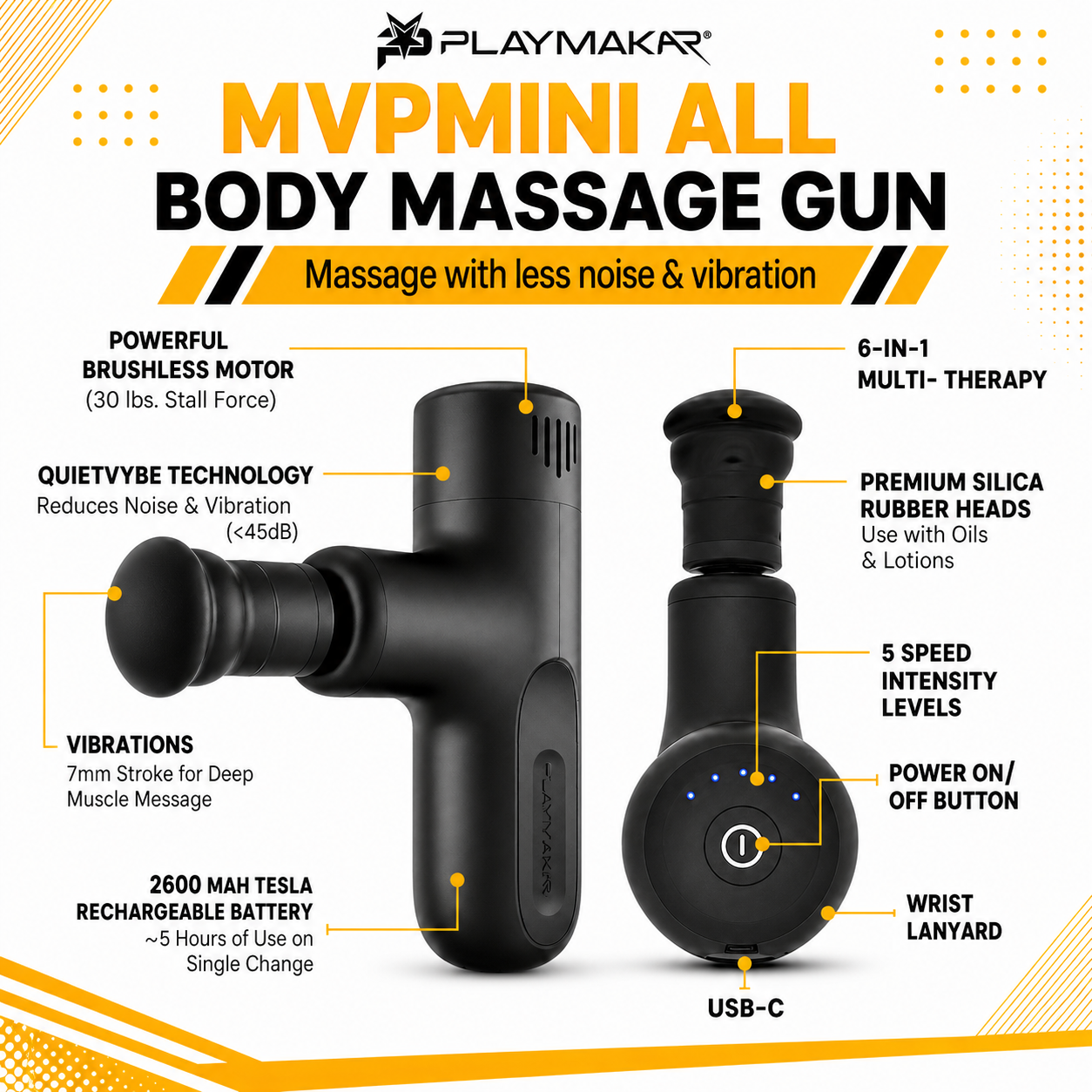 MVPmini Percussion Massage System | Vibration Massager with Silicone Heads