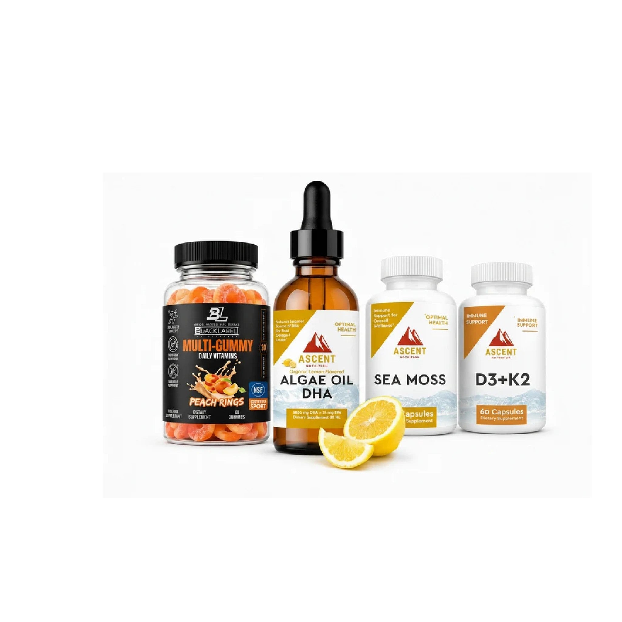 The Daily Foundation bundle — Algae Oil DHA, Multi-Gummy daily vitamins, Organic Sea Moss and Vitamin D3 + K2