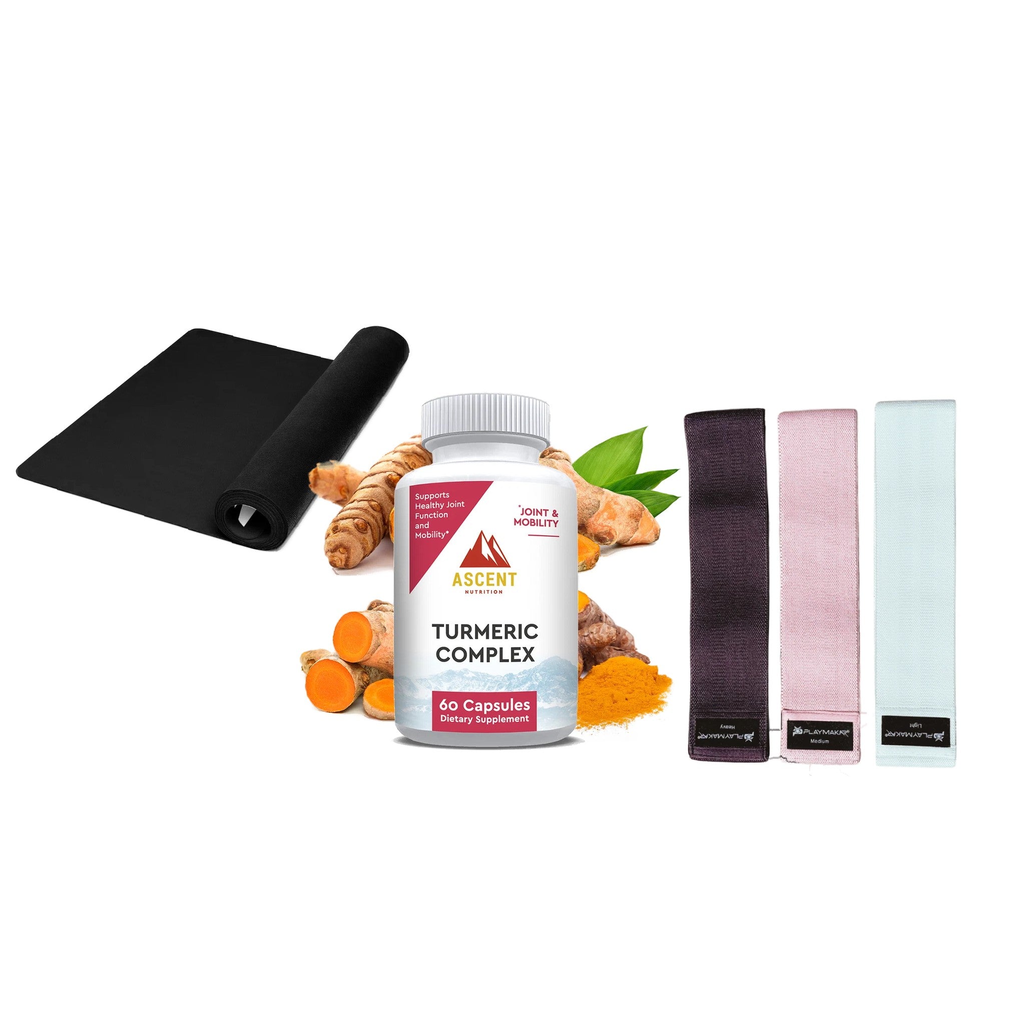 The Rest Day bundle — Foundation Mat, Premium Resistance Bands and Organic Turmeric Complex