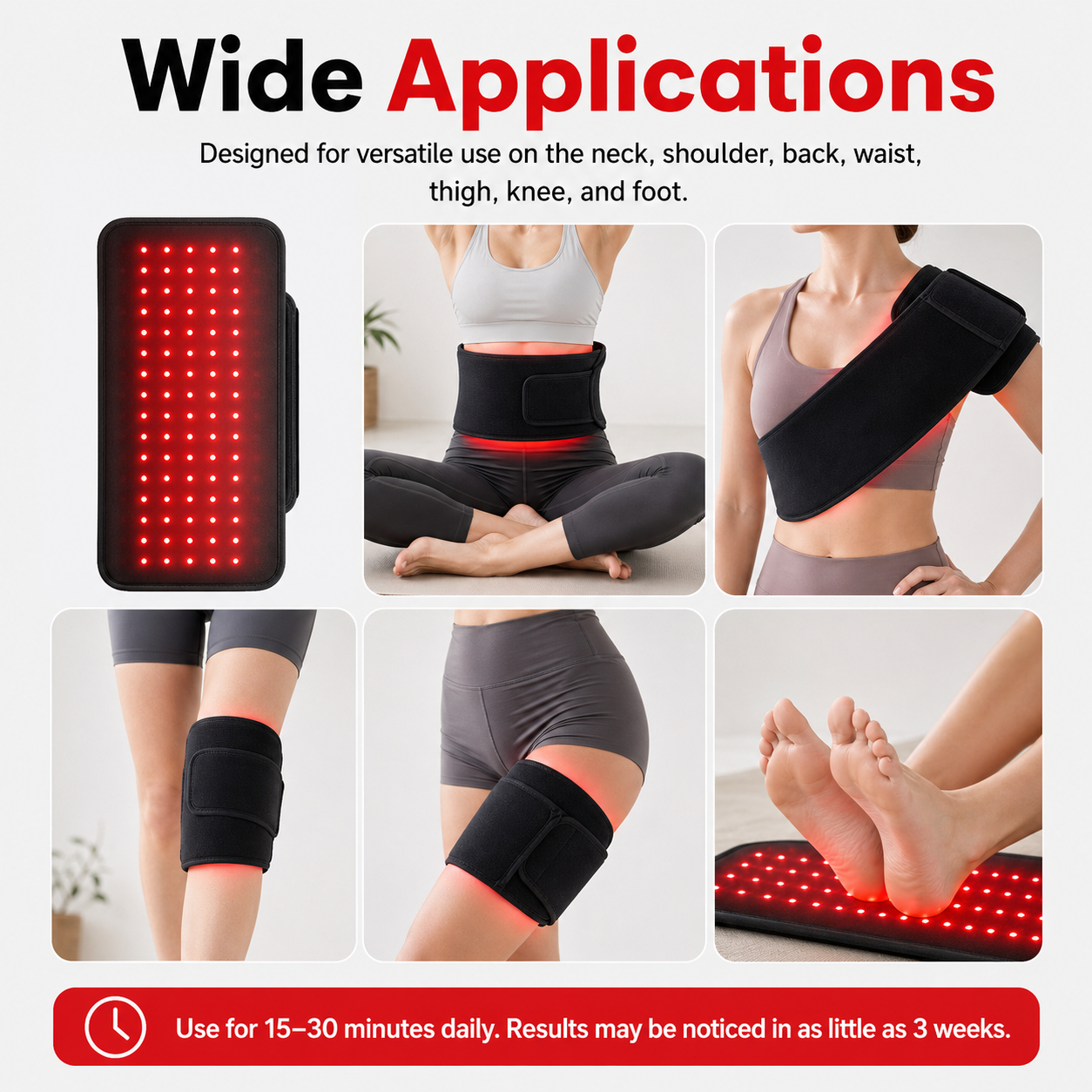 FullGlow Universal Wrap worn on the shoulder, hands-free