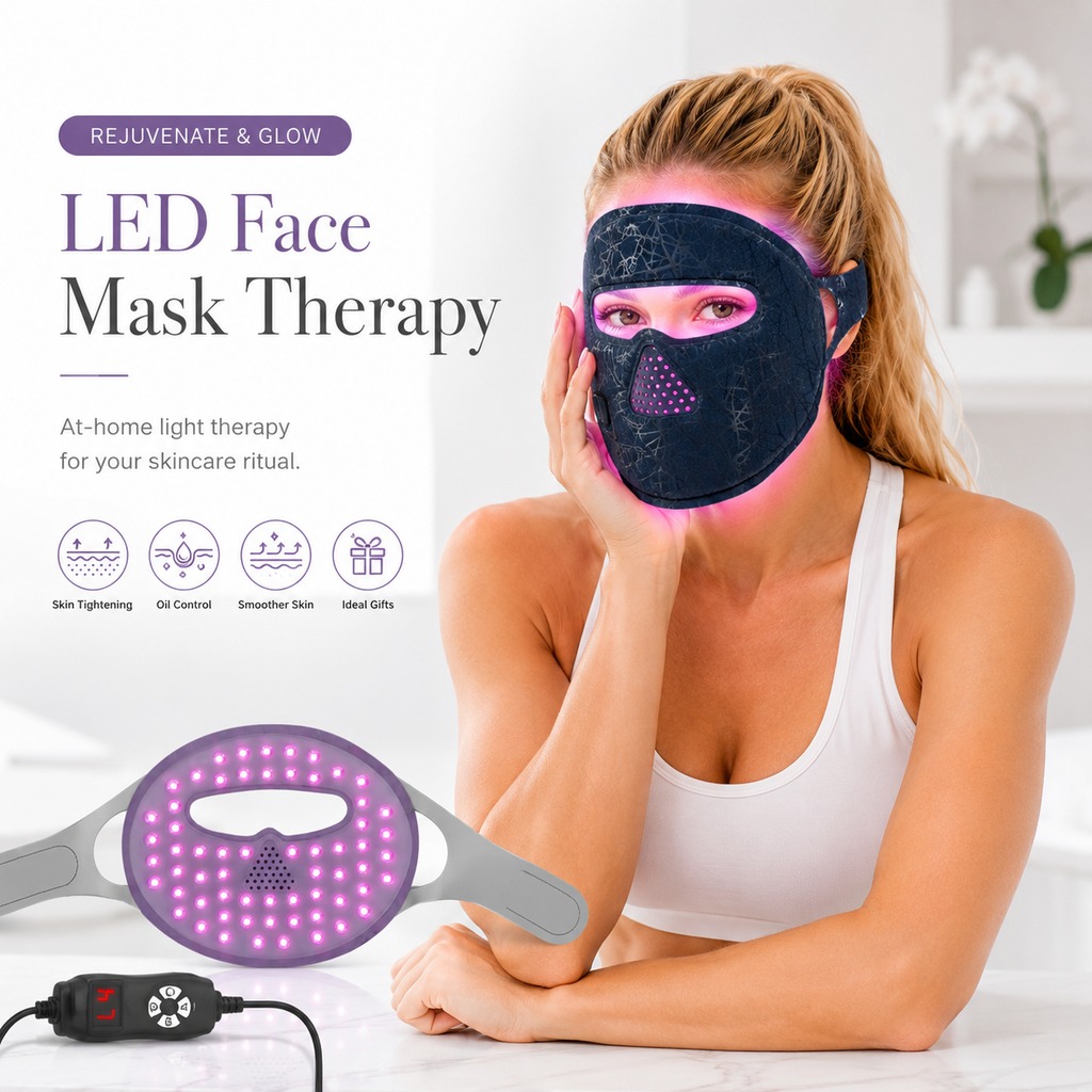 LED face mask worn hands-free during a 10 to 20 minute session