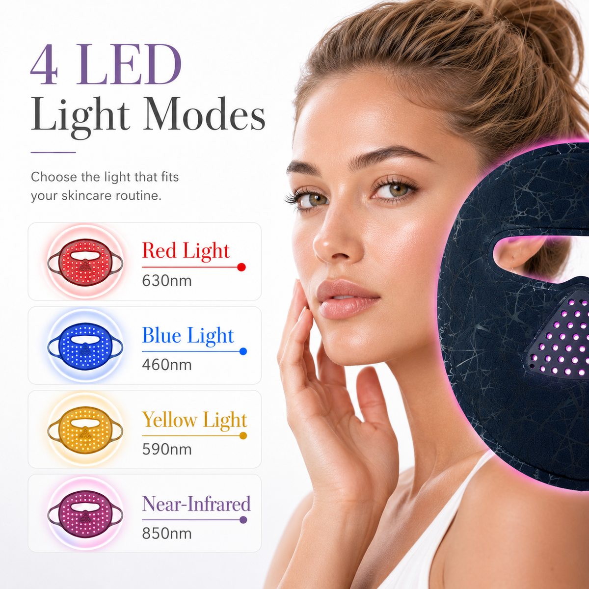 Red light therapy face mask controller and session modes